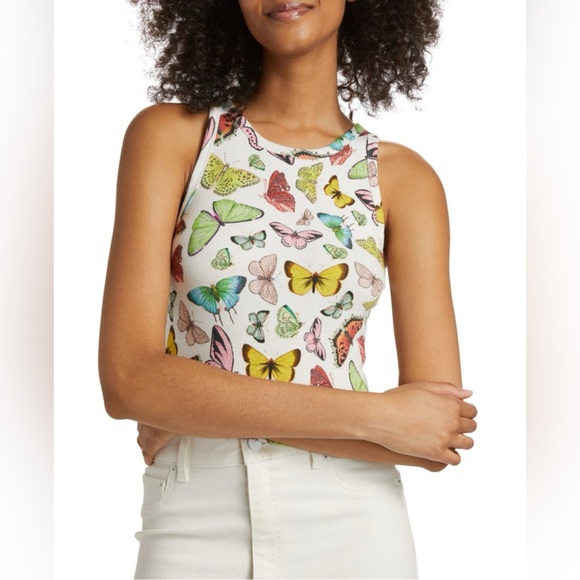 Alice + Olivia Allen Butterfly Rib-Knit Tank - Picture 3 of 4